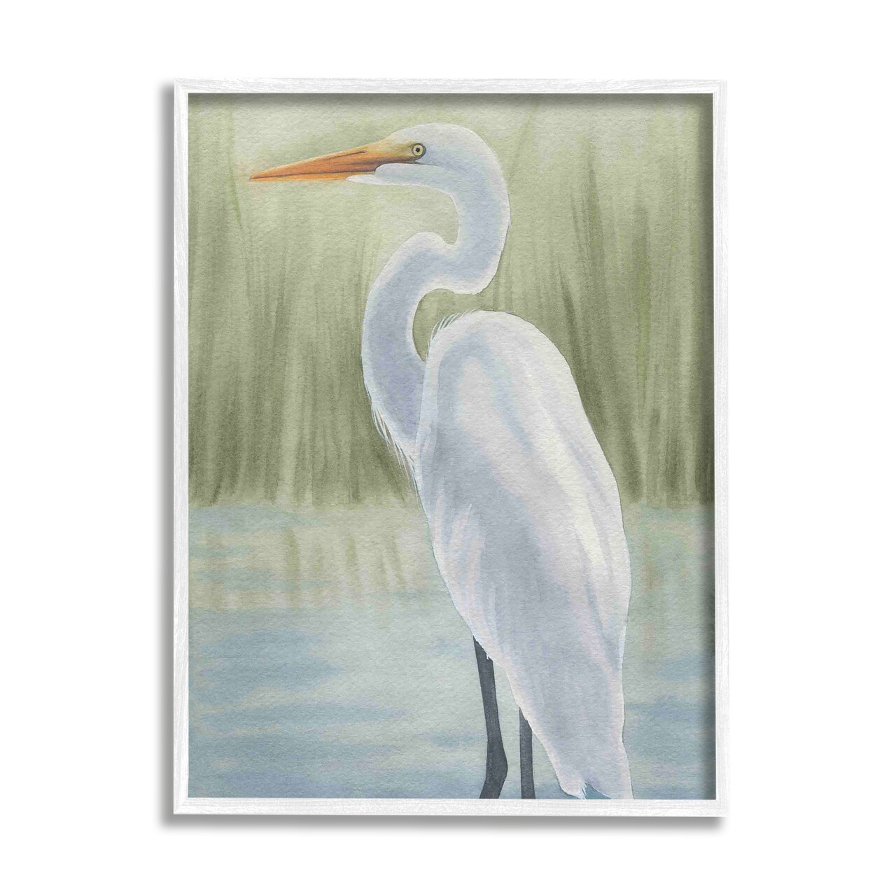 Stupell Industries Egret on Marsh Landscape Framed Giclee Art
